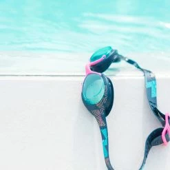 Nabaiji Swimming Goggles - Xbase Print L - Clear Lenses - Navy Blue / Red