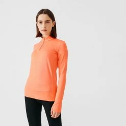 Kalenji Zip Warm Women's Long-sleeved Running T-shirt - Light Blue