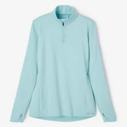 Kalenji Zip Warm Women's Long-sleeved Running T-shirt - Light Blue