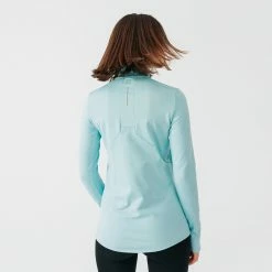 Kalenji Zip Warm Women's Long-sleeved Running T-shirt - Light Blue