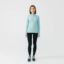 Kalenji Zip Warm Women's Long-sleeved Running T-shirt - Light Blue