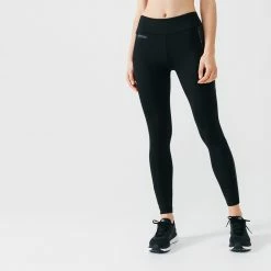 Kalenji Warm+ Running Warm Long Leggings - Black With Patterns