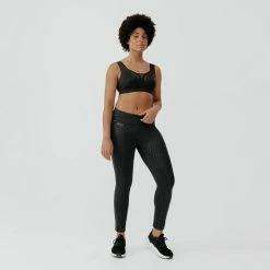 Kalenji Warm+ Running Warm Long Leggings - Black With Patterns